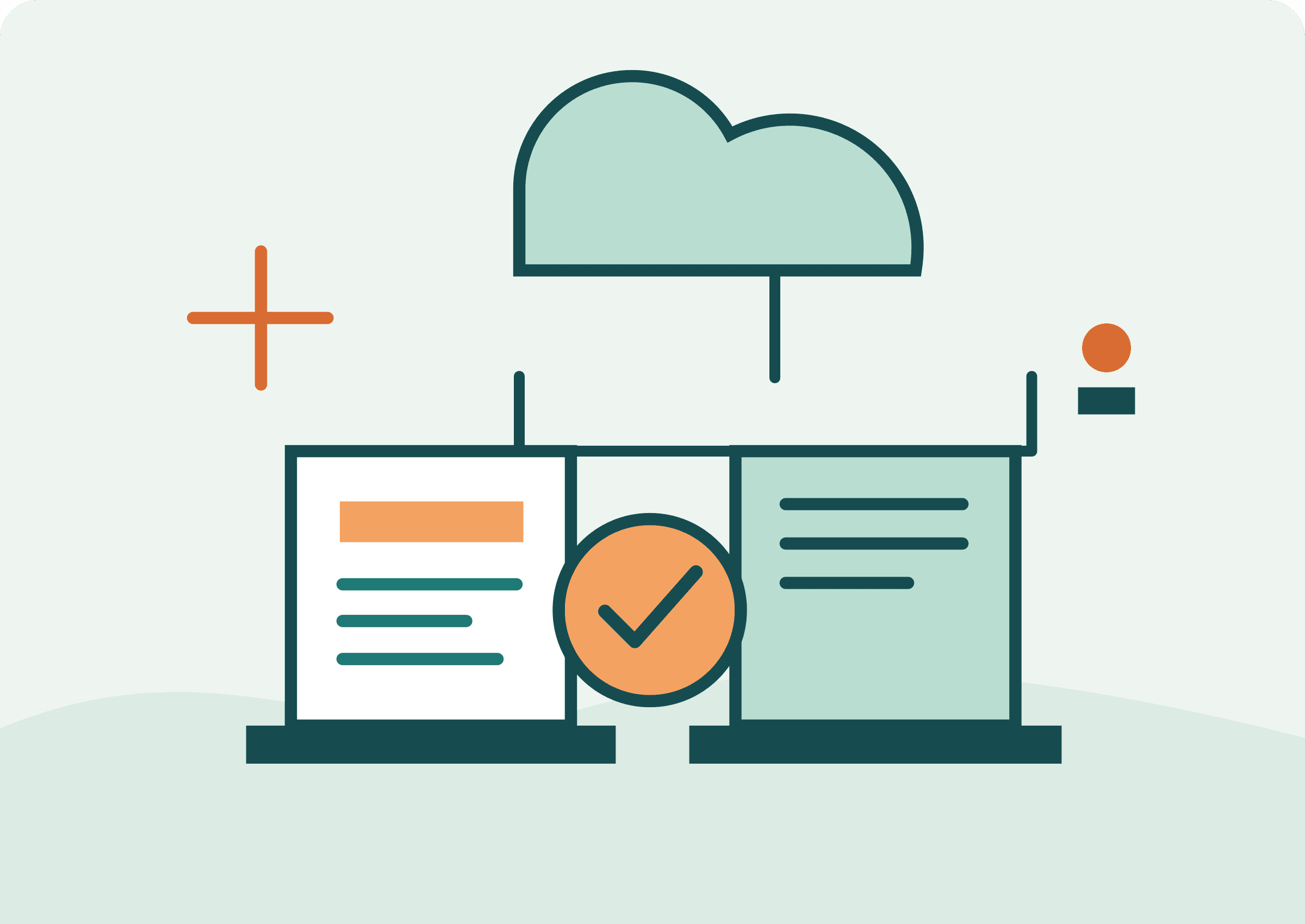 Illustration of a cloud connected to infrastructure and engineering tools