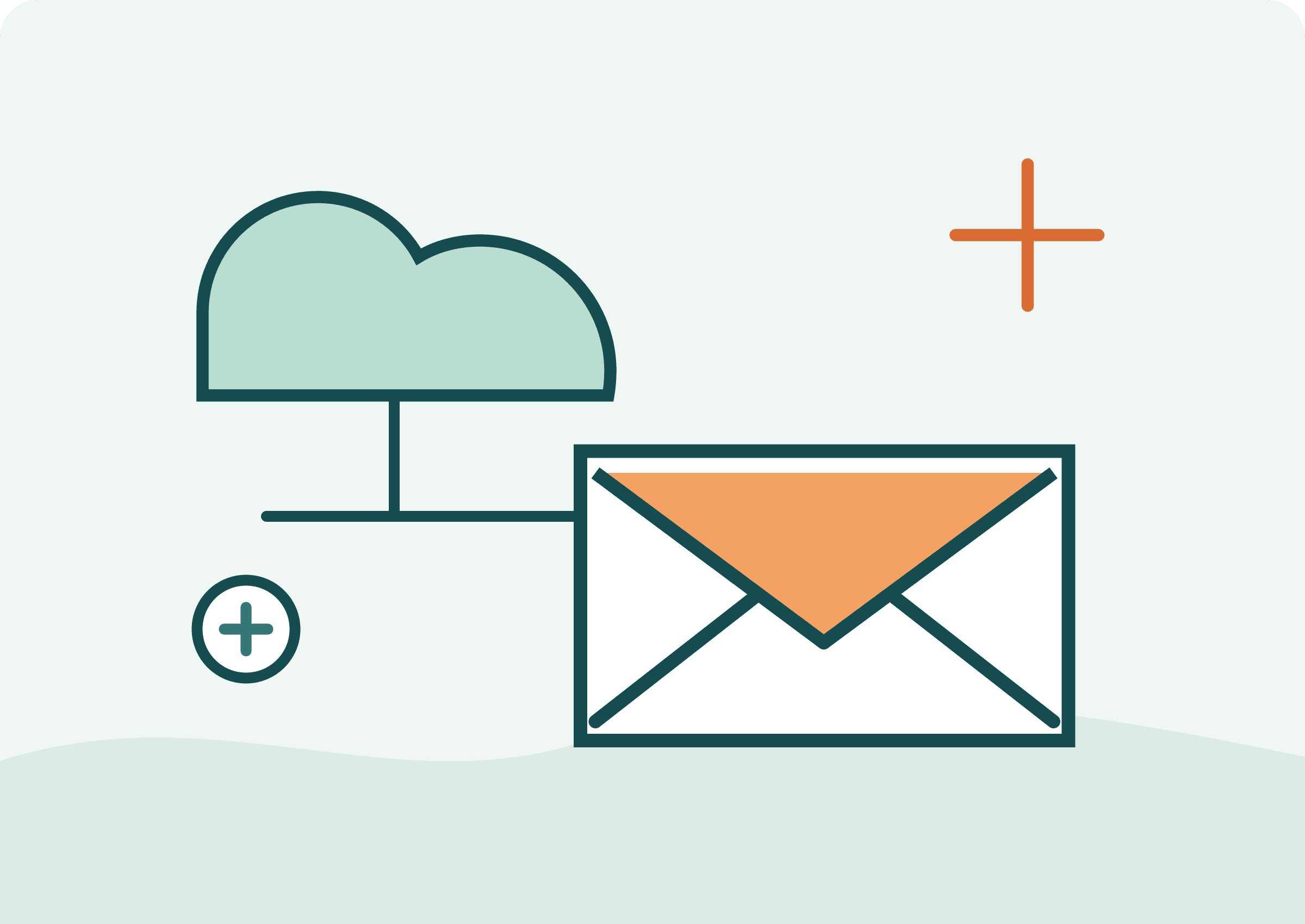 Illustration of a message connected to CloudViva