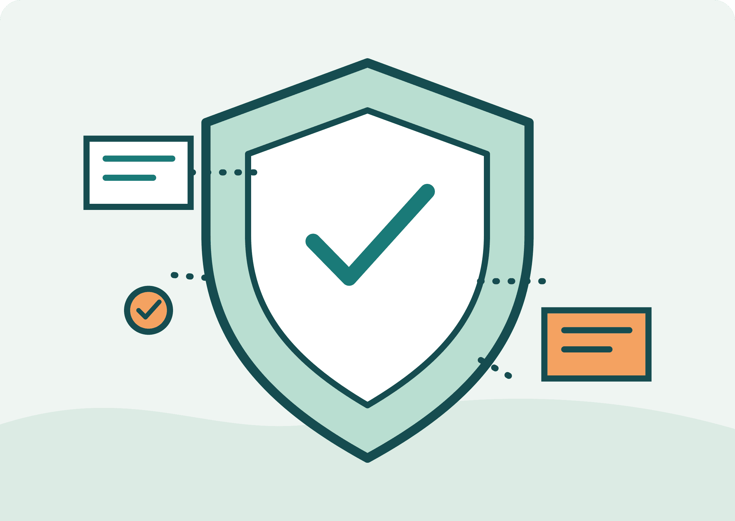 Illustration of a security shield and assessment checklist